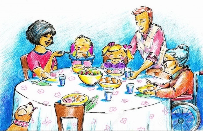 Моя сім'я за столом малюнок для дітей - добірка ідей
