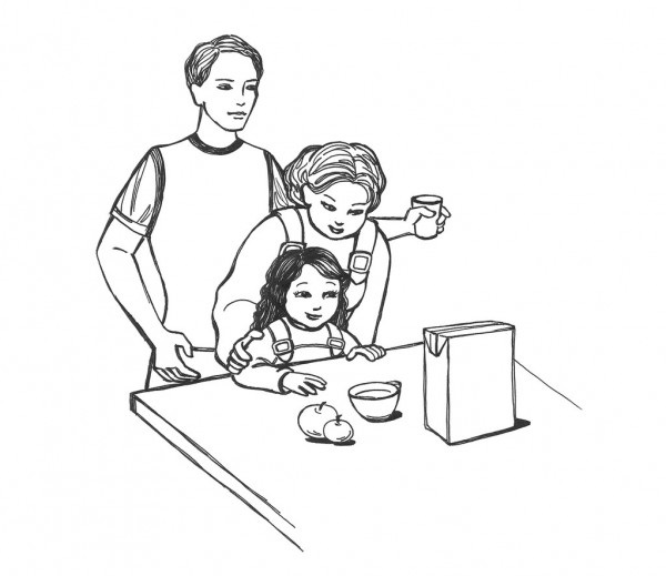 Гарний малюнок сім'ї за олівцем столом