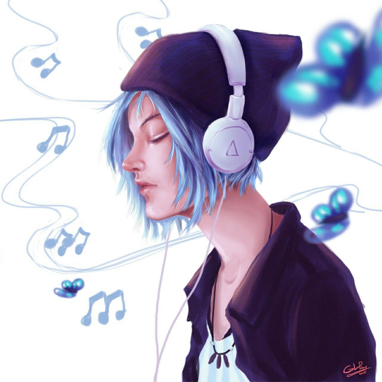 Красиві малюнки олівцем дівчина в навушниках