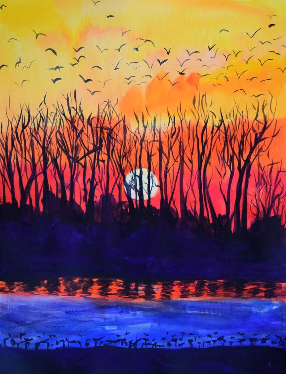 Захід сонця восени — найкращі малюнки та зображення