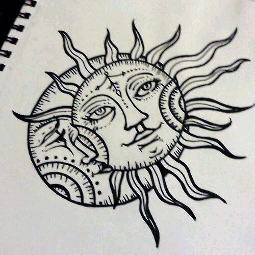 Сонце та місяць малюнок