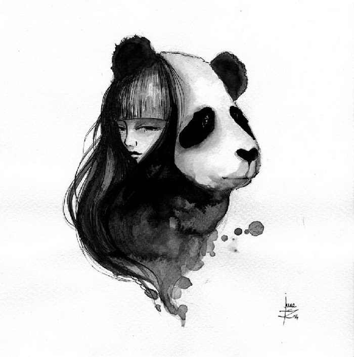 Намальовані малюнки панди