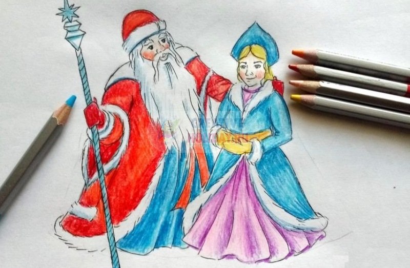Дід Мороз і Снігуронька красиві малюнки