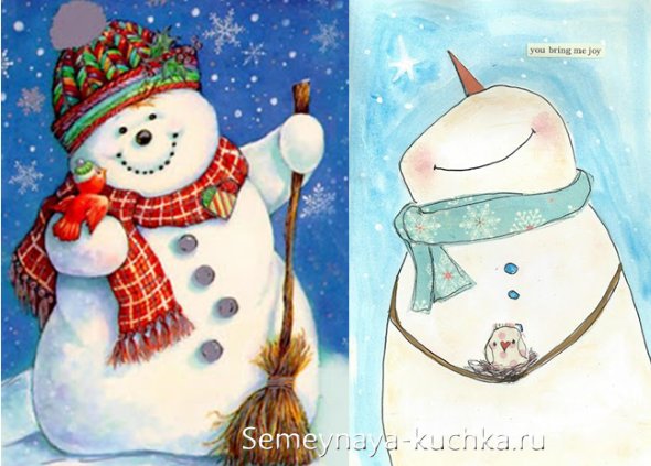 Гарні та милі малюнки сніговиків
